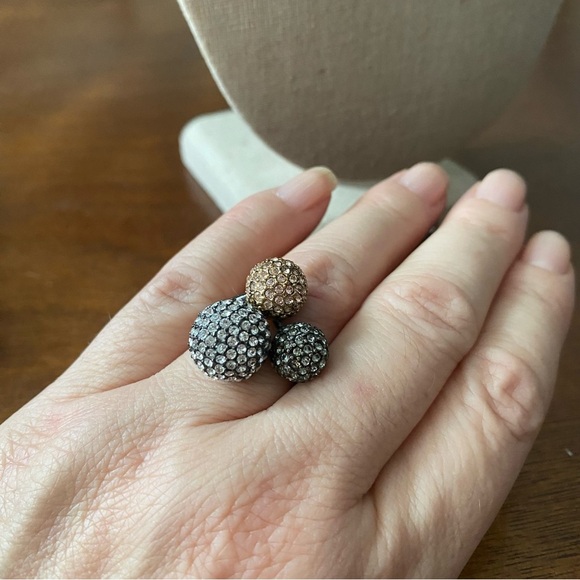🩷 Vintage Stella and Dot Soirée Rhinestone Gunmetal Cocktail Ring 💍 Coquette - Picture 5 of 9